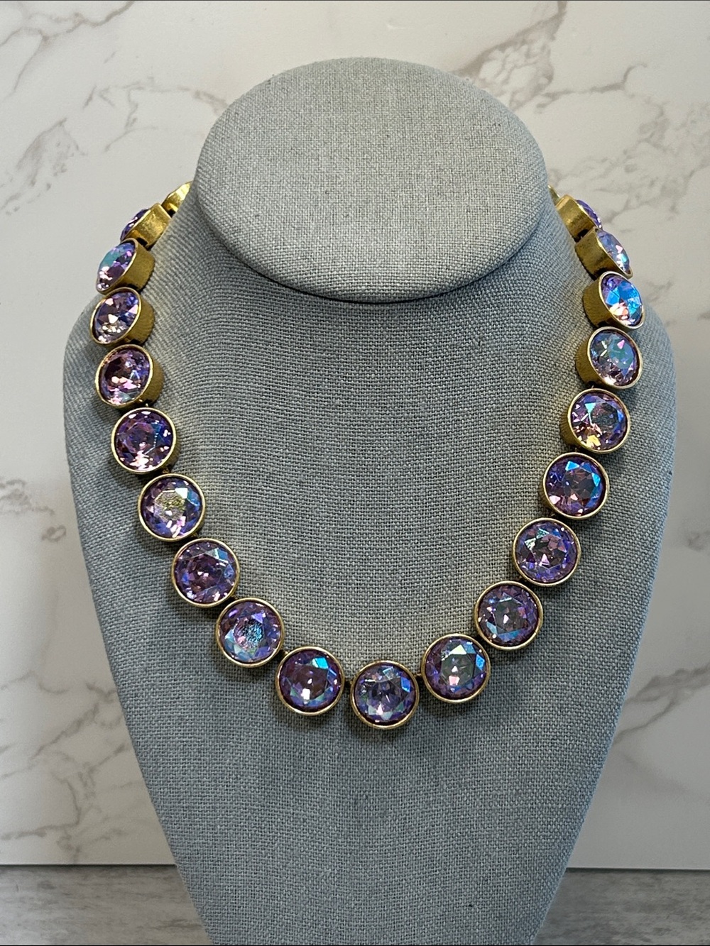 Elegant Lilac AB Crystal Statement Necklace - Women Jewelry